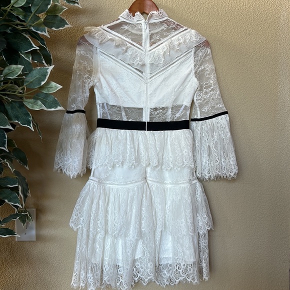 SELF-PORTRAIT | Lace 3/4 Sleeve Midi Dress - Picture 6 of 12